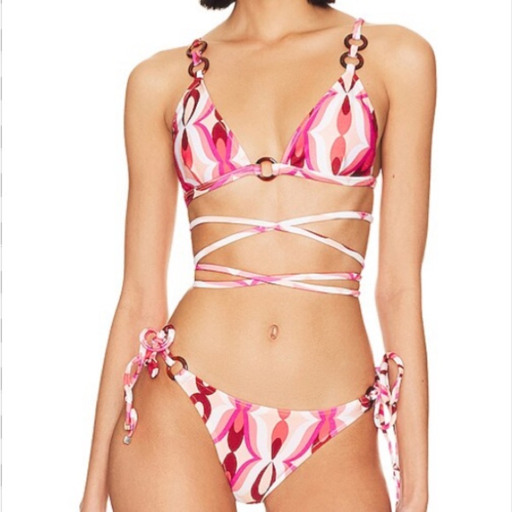 PATBO ❤️‍🔥 TWIST STRING BIKINI IN FLAMANT NWT SIZE XS